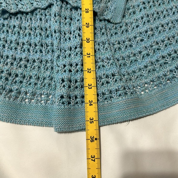 Sigrid Olsen Knit Crochet Cardigan Blue Sky Large Women’s - Picture 7 of 8